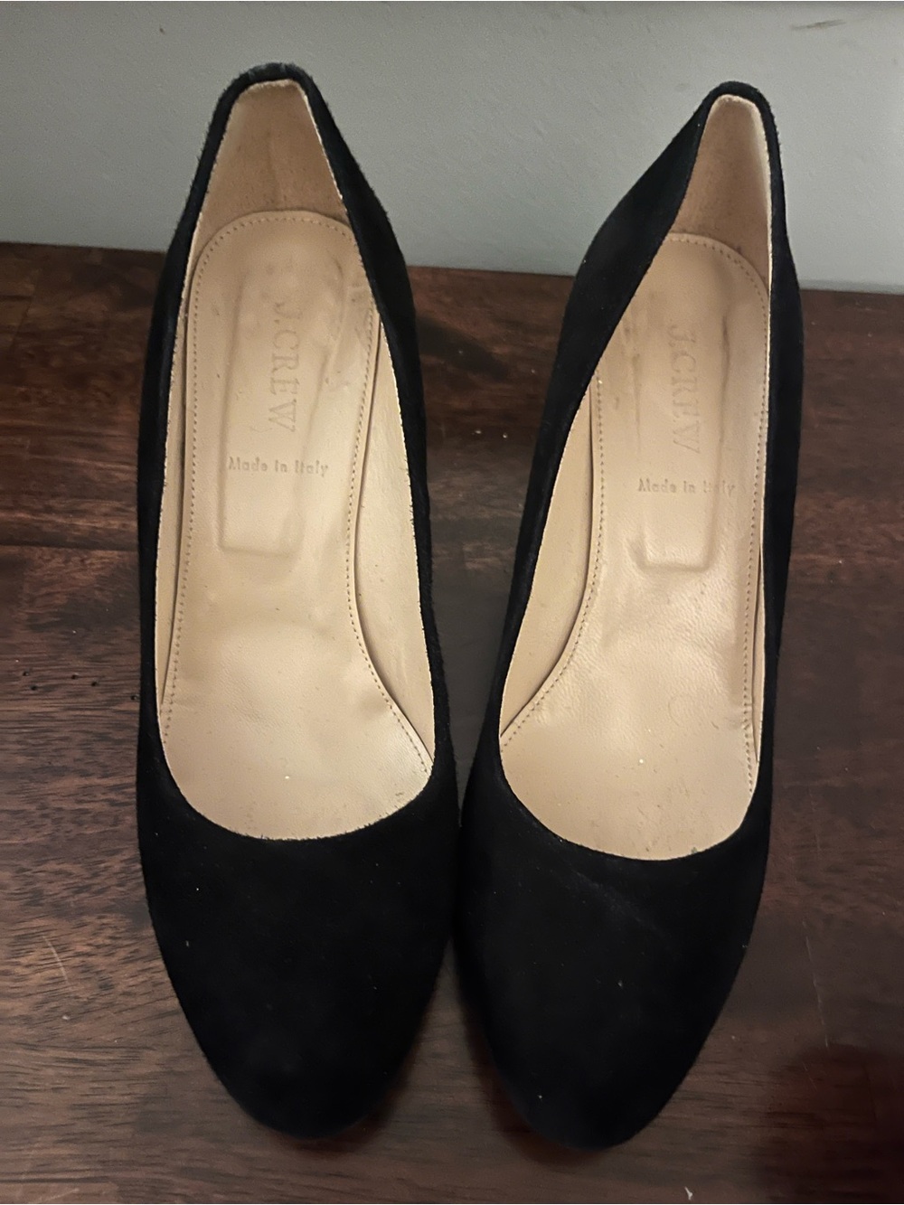J.Crew Made In Italy Black Suede Wedge Pumps Size 8